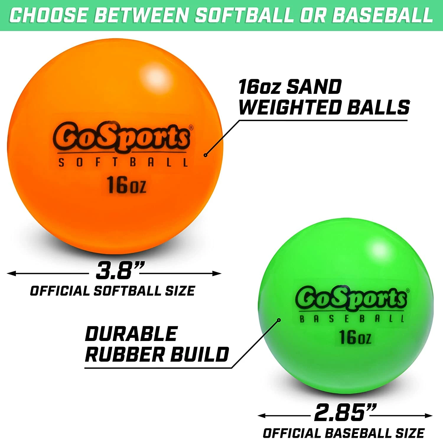 Playgosports.com GoSports 3.82" Weighted Training Softballs - 6-Pack - Image 3